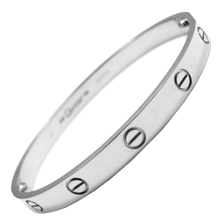 CARTIER white gold Love bracelet, size 18 with Cartier box.