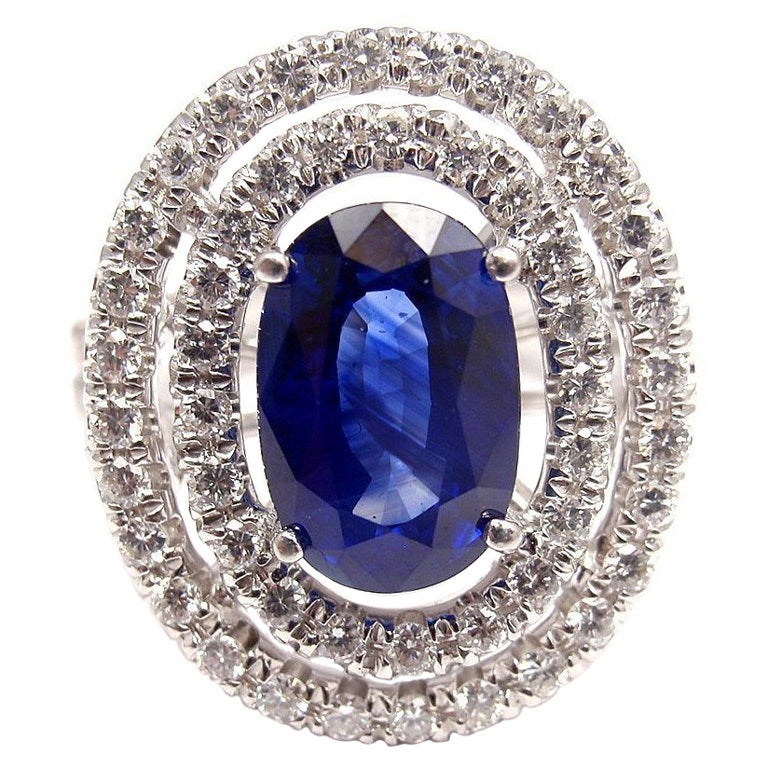 Estate Platinum .94ct Diamond 3.25ct Oval AGL Cert Sapphire ring