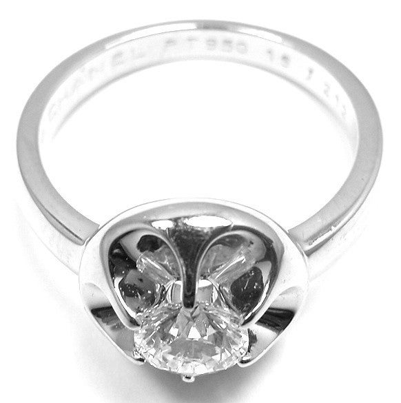 CHANEL platinum diamond solitaire flower ring 5
