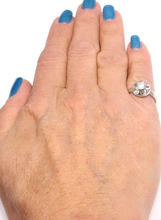 CHANEL platinum diamond solitaire flower ring 6