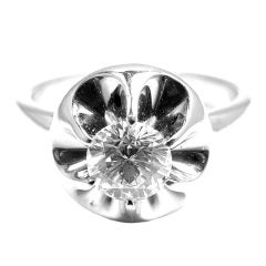 CHANEL platinum diamond solitaire flower ring