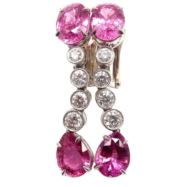 BULGARI Pink Sapphire Diamond Platinum Earrings