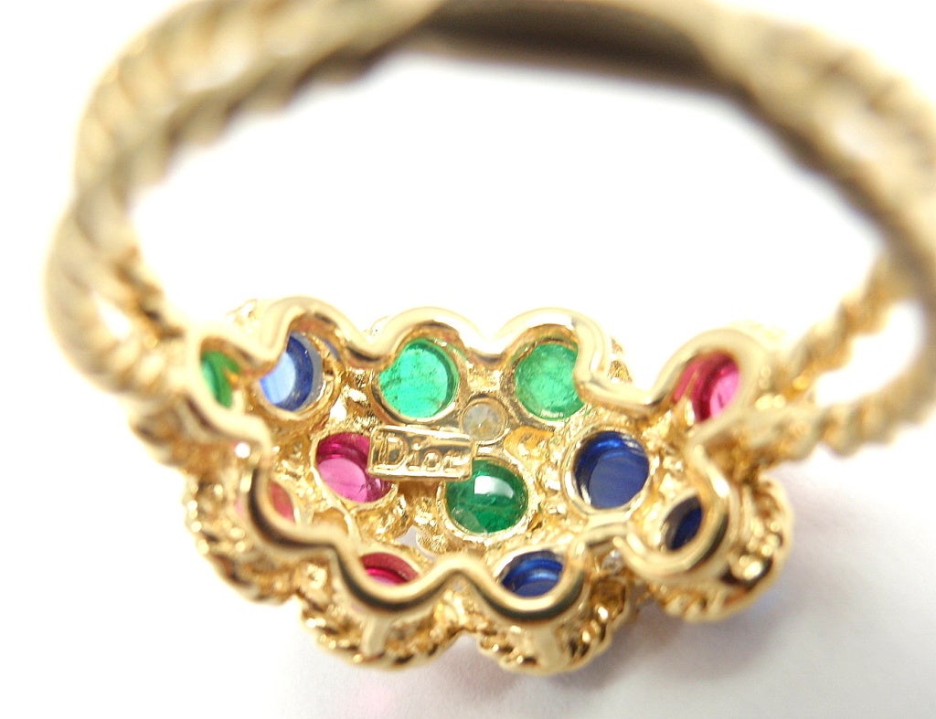 CHRISTIAN DIOR Diamant Smaragd Rubin Saphir Blume Gold Ring 4