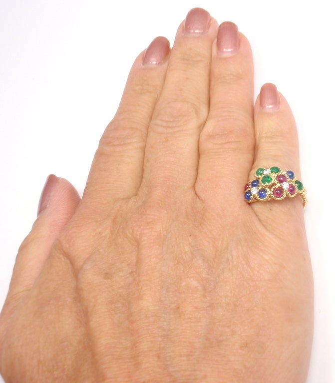 CHRISTIAN DIOR Diamant Smaragd Rubin Saphir Blume Gold Ring 6