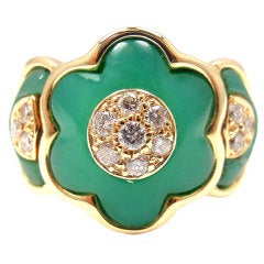 VAN CLEEF & ARPELS Diamond Jade Yellow Gold Flower Ring