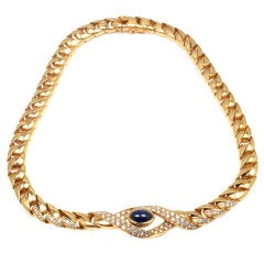 CARTIER Paris Yellow Gold Diamond Cabochon Sapphire Necklace