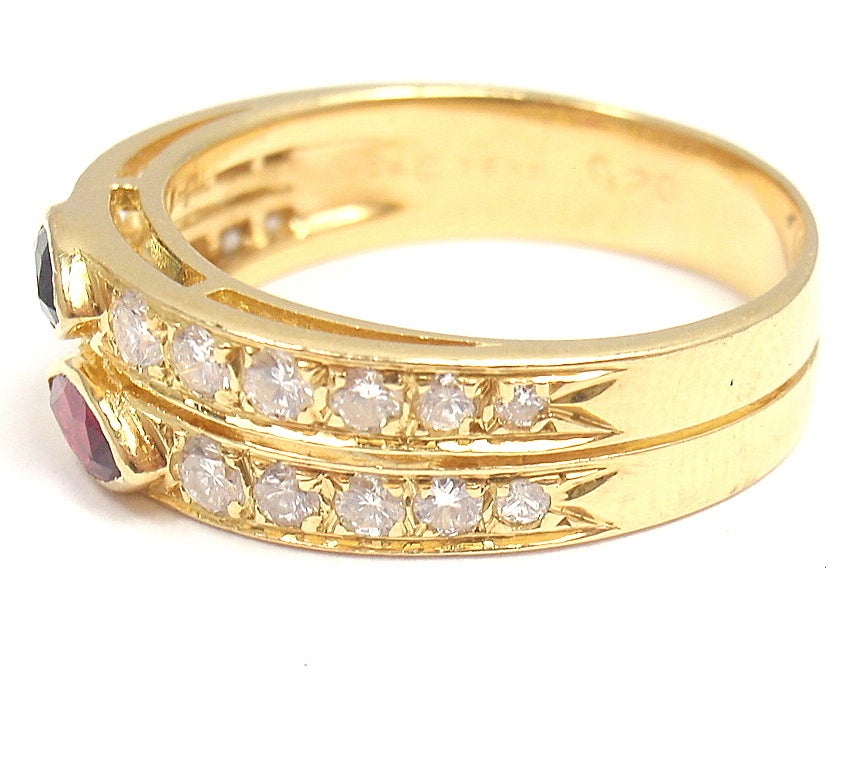 Women's Van Cleef & Arpels Diamond Ruby Sapphire Yellow Gold Ring