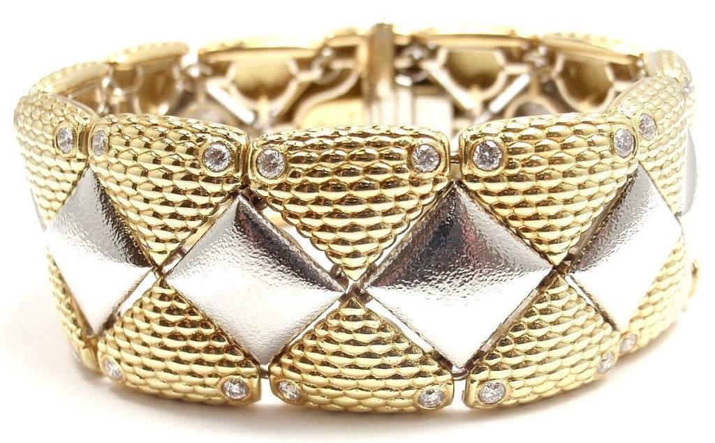 Alex Sepkus Diamond Gold Platinum Link Bracelet In New Condition In Holland, PA