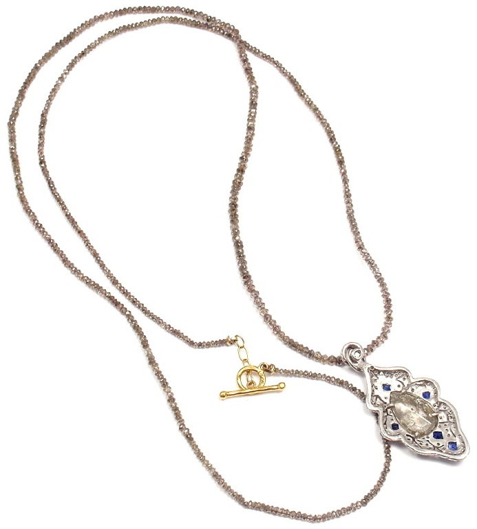 CATHY WATERMAN Diamond Sapphire Platinum & Gold Pendant Necklace 2