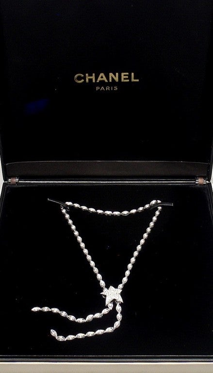 Women's CHANEL Comete 5CT Diamond Lariat White Gold Necklace