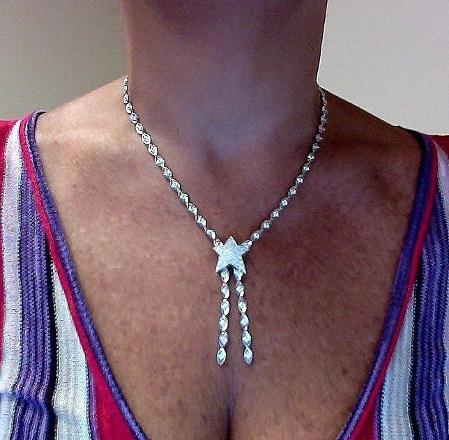 CHANEL Comete 5CT Diamond Lariat White Gold Necklace 1