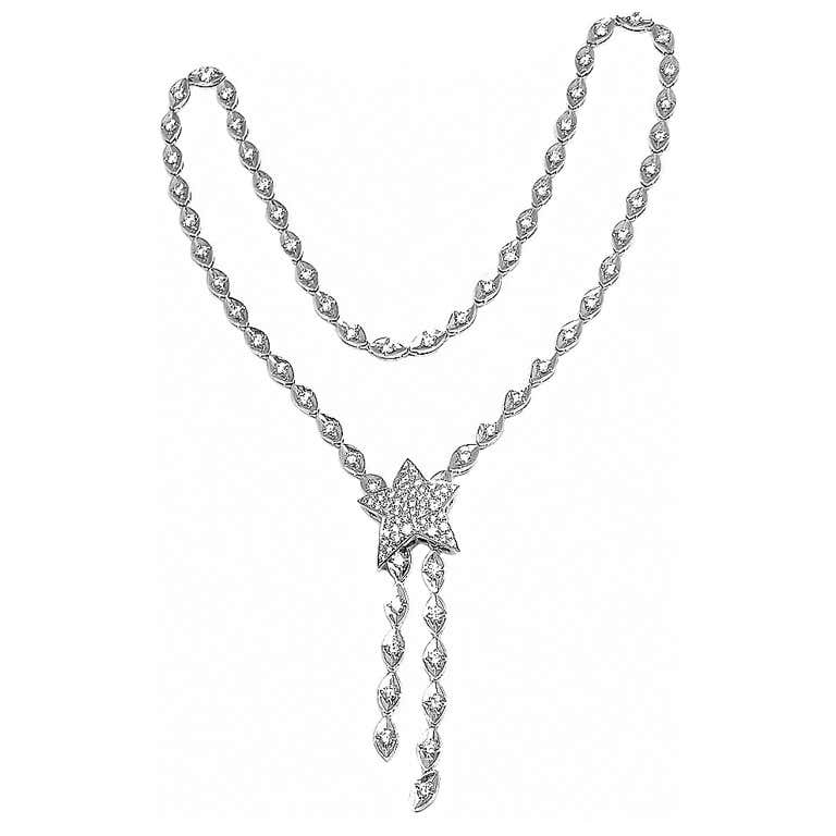 CHANEL Comete 5CT Diamond Lariat White Gold Necklace at 1stDibs