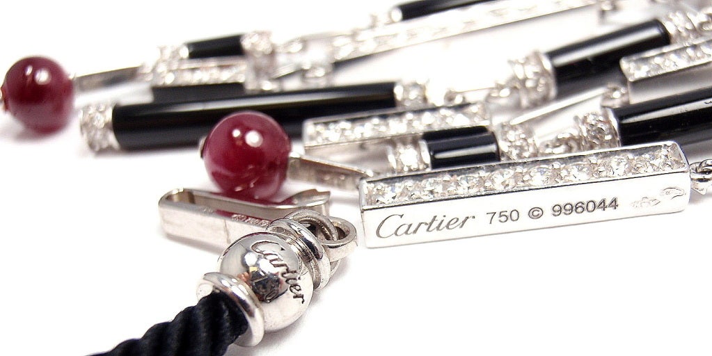Cartier Le Baiser Du Dragon Onyx Ruby Diamond Gold Necklace 1