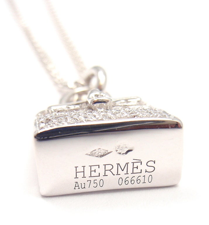 HERMES Kelly Diamond White Gold Necklace 1