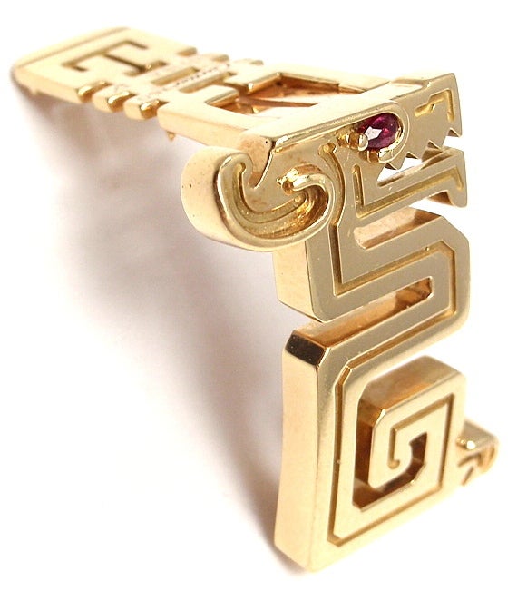 Women's CARTIER Le Baiser Du Dragon Ruby Yellow Gold Pin