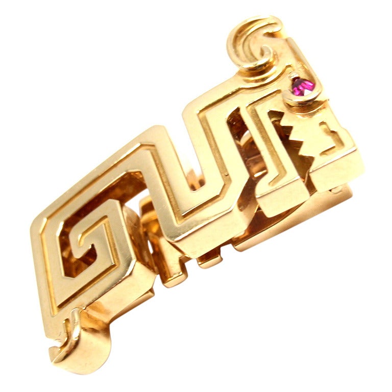 CARTIER Le Baiser Du Dragon Ruby Yellow Gold Pin