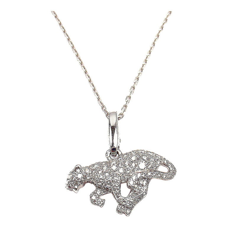 CARTIER Panther Diamond White Gold Necklace