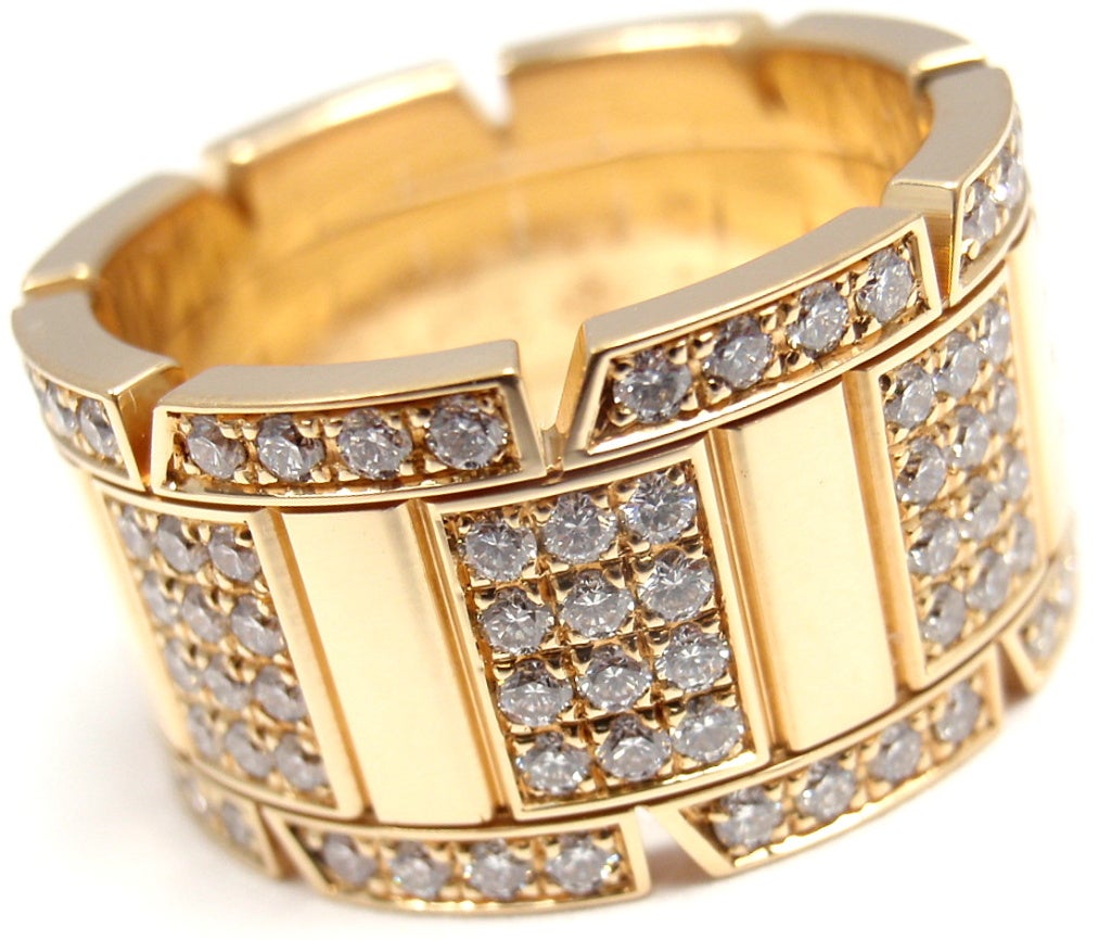 CARTIER Large Model Tank Francise Diamond Yellow Gold Band Ring 1
