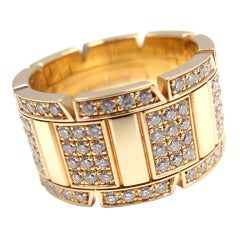 CARTIER Large Model Tank Francise Diamond Yellow Gold Band Ring