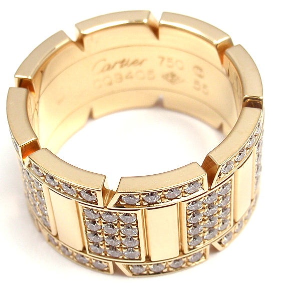 CARTIER Large Model Tank Francise Diamond Yellow Gold Band Ring 2
