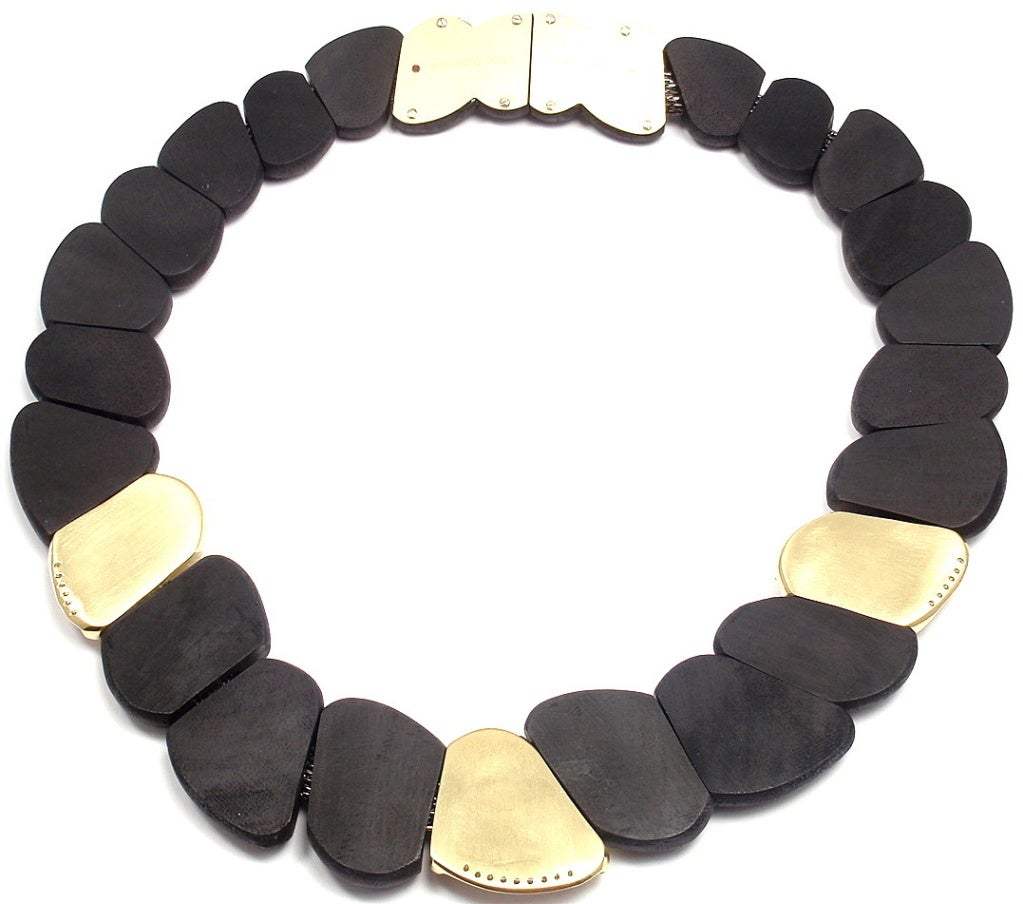 ROBERTO COIN Capri Plus Diamond Ebony Wood Necklace In New Condition In Holland, PA