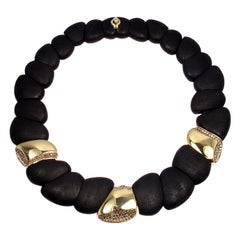 ROBERTO COIN Capri Plus Diamond Ebony Wood Necklace