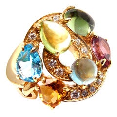 BULGARI Cerchi Diamond & Multi-Colored Stone Yellow Gold Ring 5