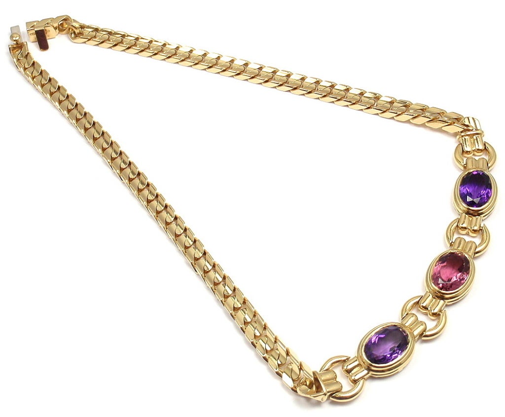 Women's BULGARI Amethyst & Pink Tourmaline Yellow Gold Necklace