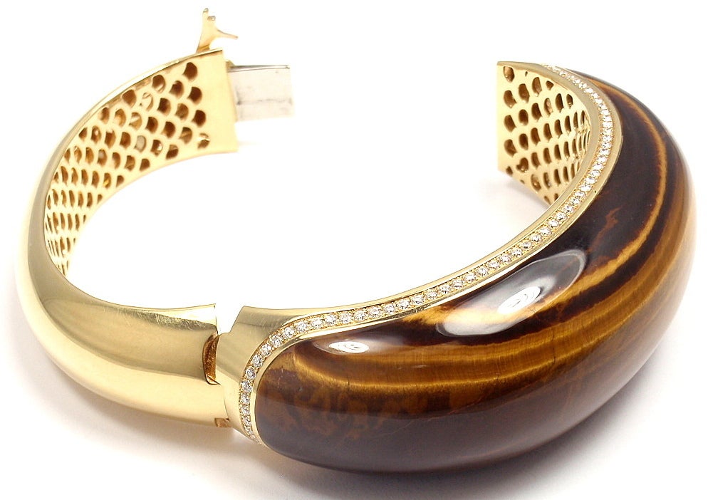 ROBERTO COIN Diamant-Armband mit Tigerauge aus Gelbgold im Zustand „Neu“ in Southampton, PA