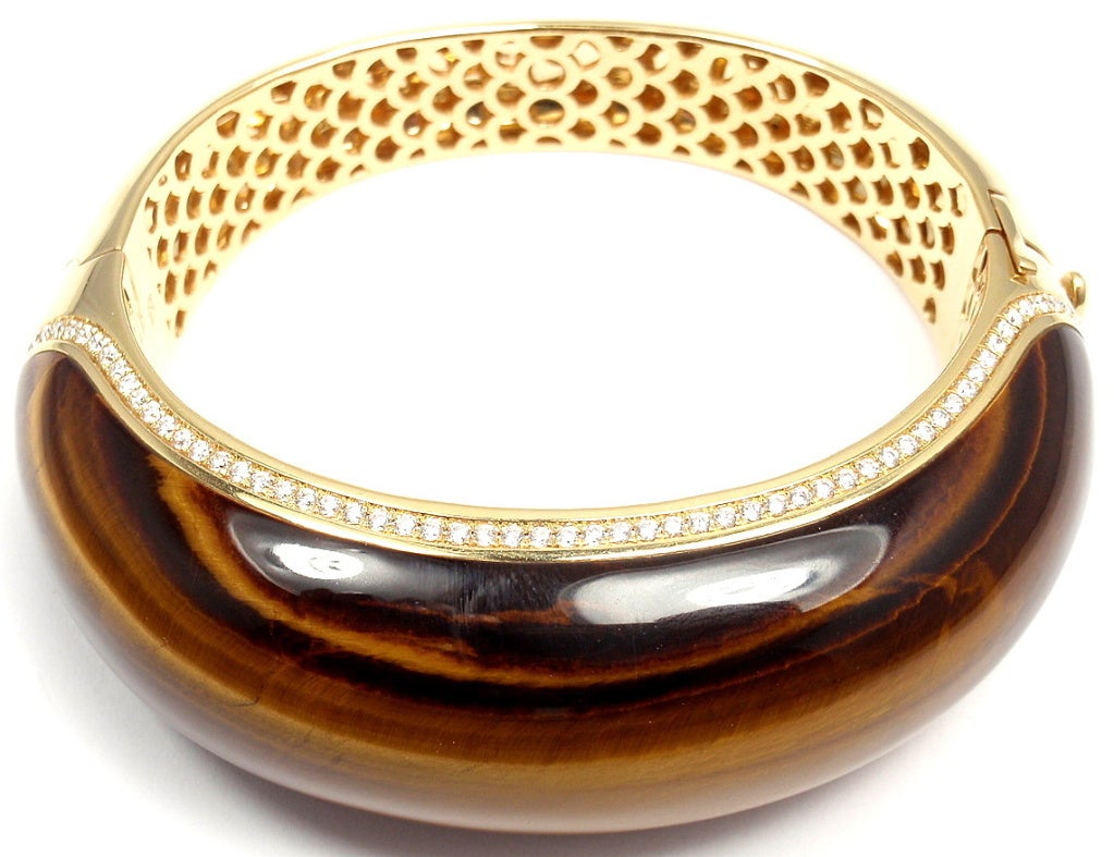 ROBERTO COIN Diamant-Armband mit Tigerauge aus Gelbgold 1