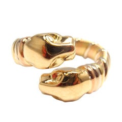 Retro CARTIER Panther Tri-Color Gold Ring