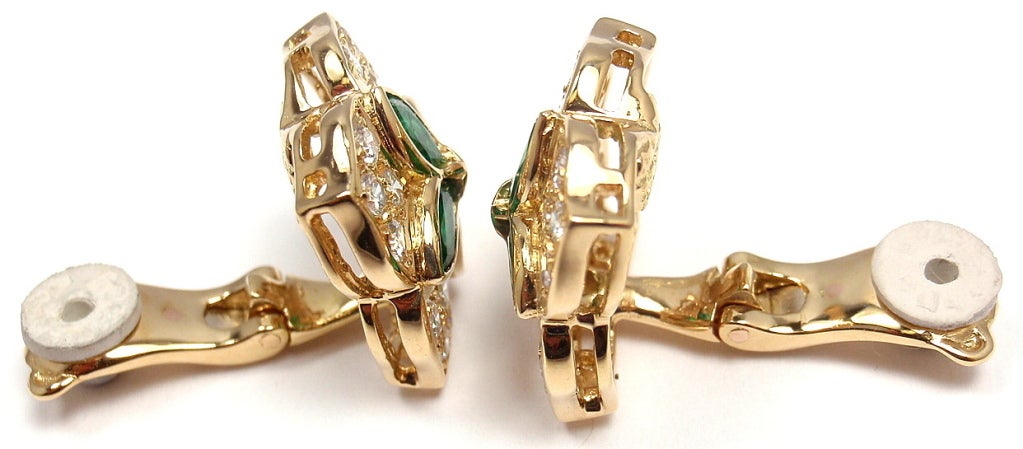 CHRISTIAN DIOR Flower Diamond & Emerald Yellow Gold Earrings 1