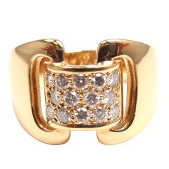 HERMES Diamond Horsebit Yellow Gold Ring