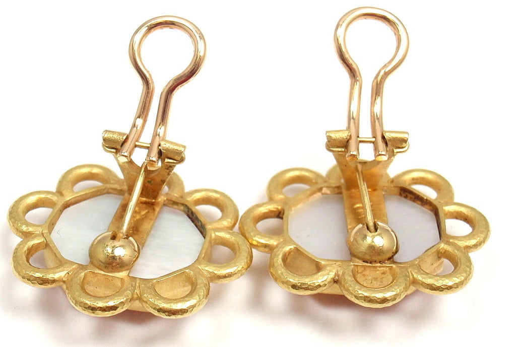 ELIZABETH LOCKE Venetian Glass Intaglio Carved Yellow Gold Earrings 2