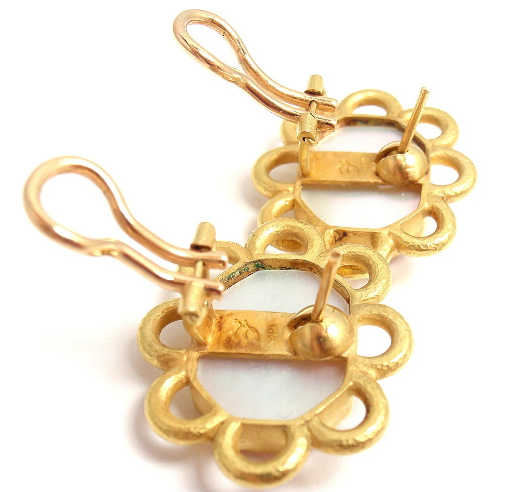 ELIZABETH LOCKE Venetian Glass Intaglio Carved Yellow Gold Earrings 3