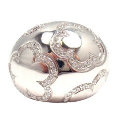 CHANEL Diamond Domed Camellia White Gold Ring