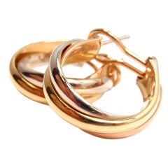 CARTIER Yellow White & Rose Gold "Trinity"  Earrings