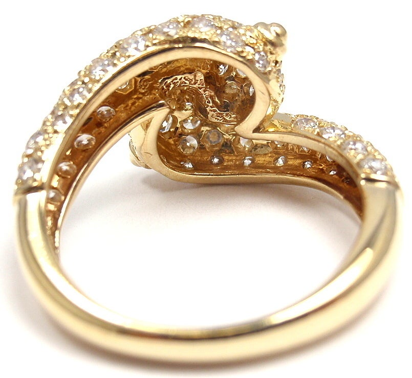 Women's CHRISTIAN DIOR Diamond Bypass Yellow Gold Ring