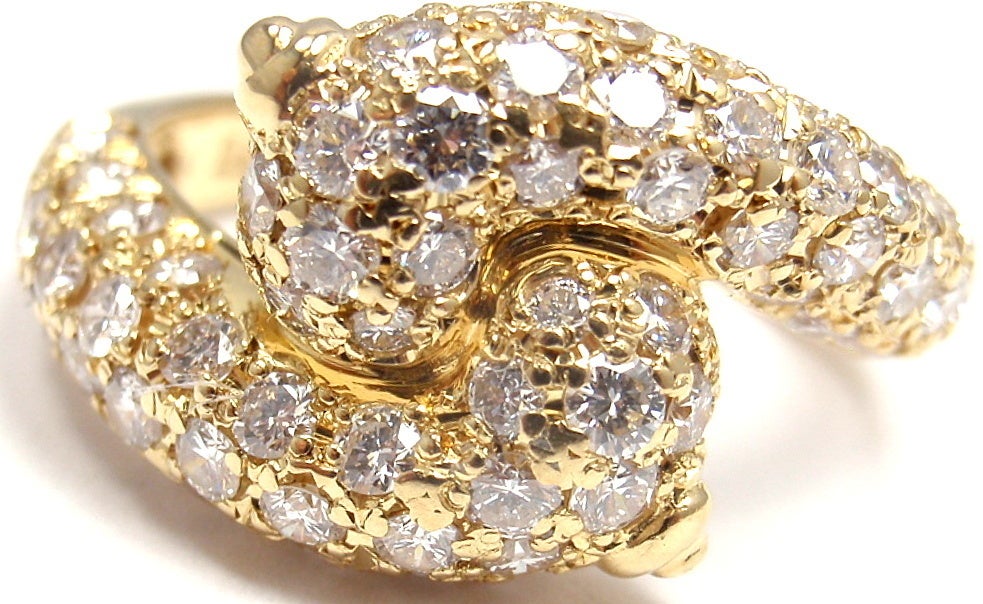 CHRISTIAN DIOR Diamond Bypass Yellow Gold Ring 1
