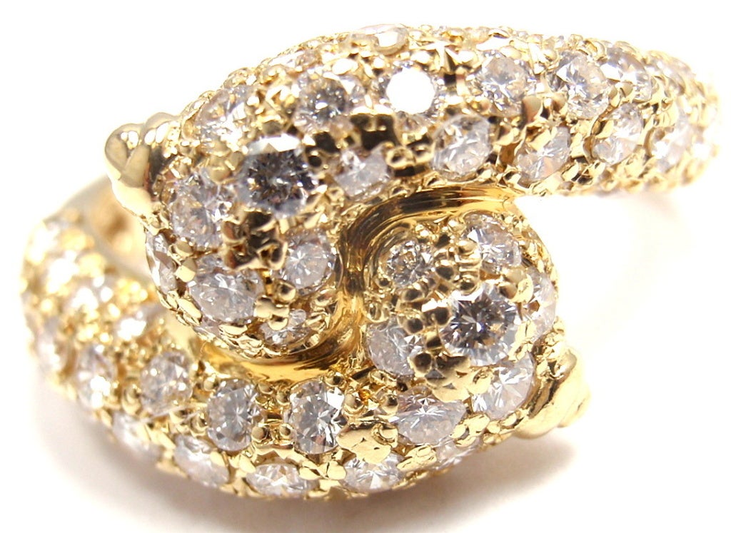 CHRISTIAN DIOR Diamond Bypass Yellow Gold Ring 3