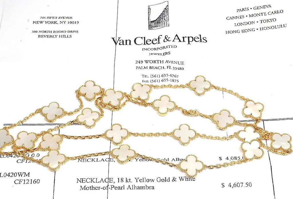 VAN CLEEF & ARPELS Alhambra Mother of Pearl Yellow Gold Necklace 3