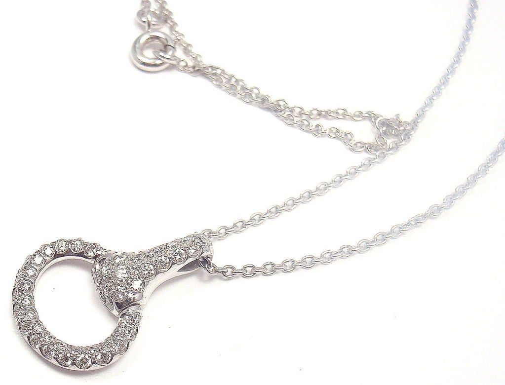 HERMES Diamond Horse-Bit White Gold Necklace at 1stdibs  