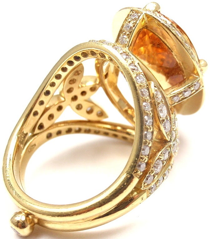 TEMPLE ST CLAIR Diamond Imperial Topaz Pave Halo Vine Yellow Gold RIng 2