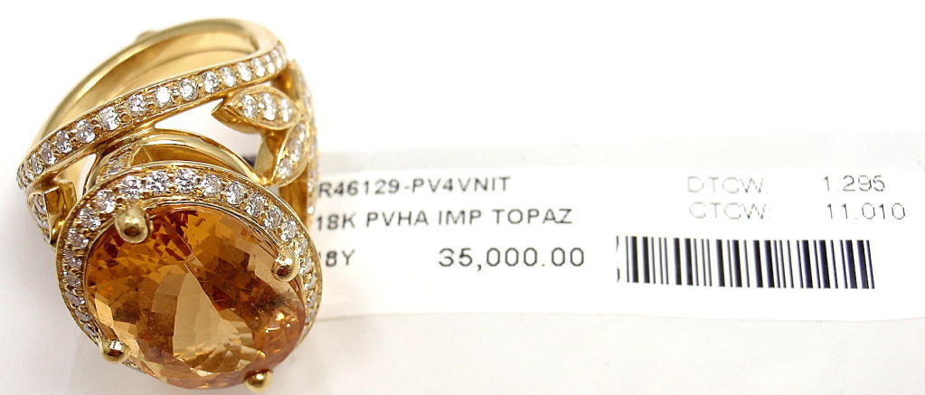 TEMPLE ST CLAIR Diamond Imperial Topaz Pave Halo Vine Yellow Gold RIng 4