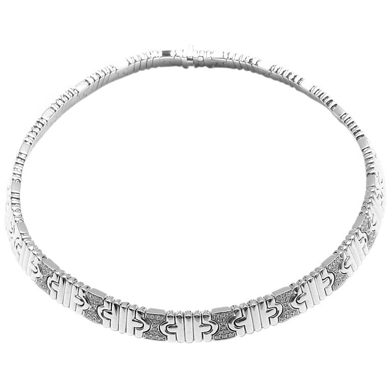 BULGARI White Gold "Parentesi" Diamond Necklace