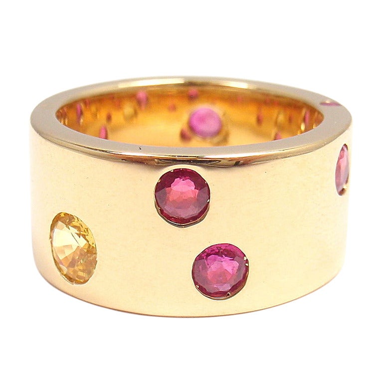 CHANEL Ruby & Yellow Sapphire Yellow Gold Ring