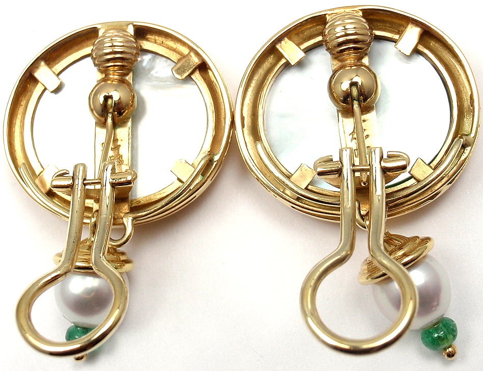 Women's ELIZABETH LOCKE Venetian Green Glass Intaglio Pearl Earrings
