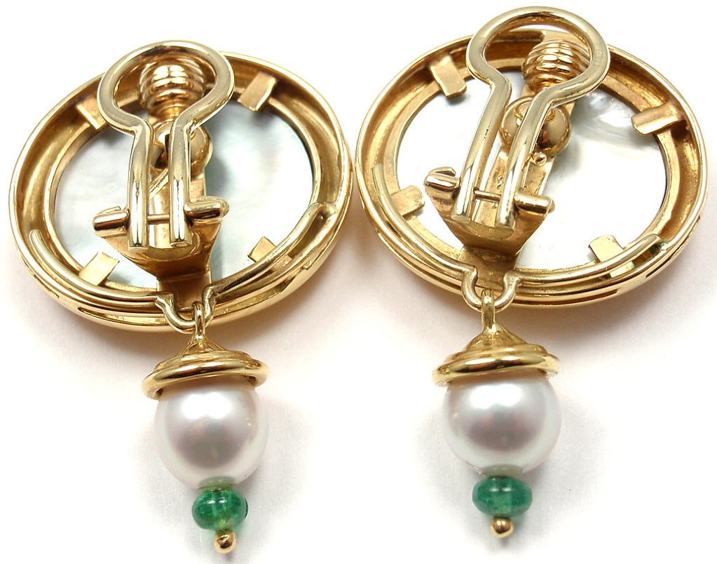 ELIZABETH LOCKE Venetian Green Glass Intaglio Pearl Earrings 3