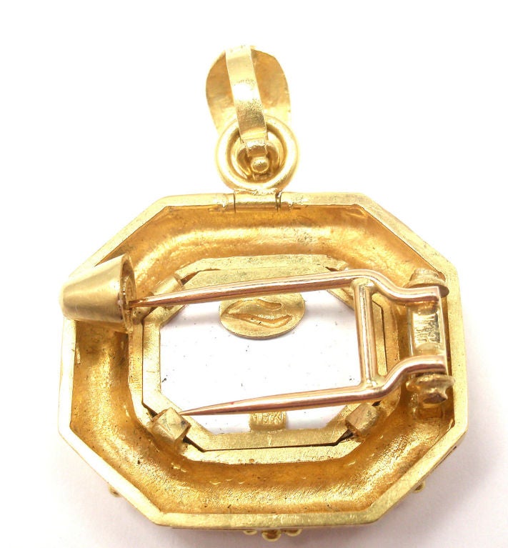 ELIZABETH LOCKE Venetian Glass Intaglio Yellow Gold Brooch Pendant 1