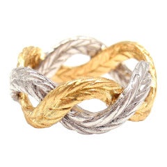 Vintage MARIO BUCCELLATI Infinity Yellow & White Gold Ring